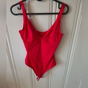 Vibrant Red Thong Swimsuit